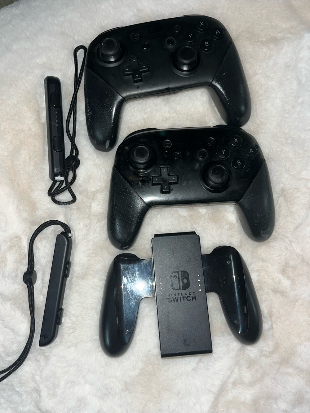 Nintendo Black Wireless Controllers with Grip & Wrist Straps